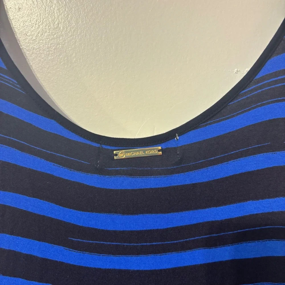 Michael Kors Womens Blue Black Striped Sleeveless Maxi Dress XL New‎